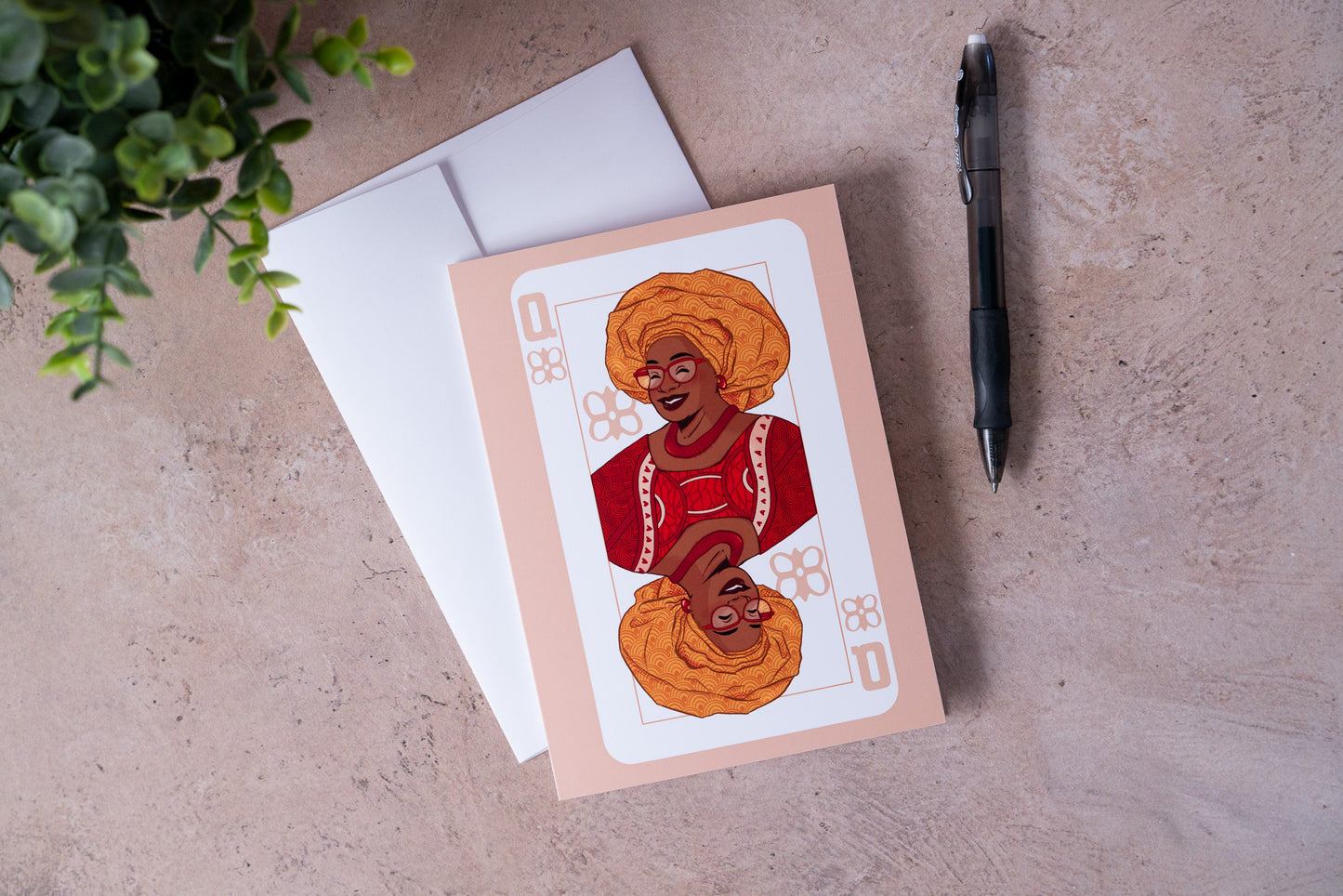 Queen of Moms Greeting Card (Pink) - Pounded Yam Productions