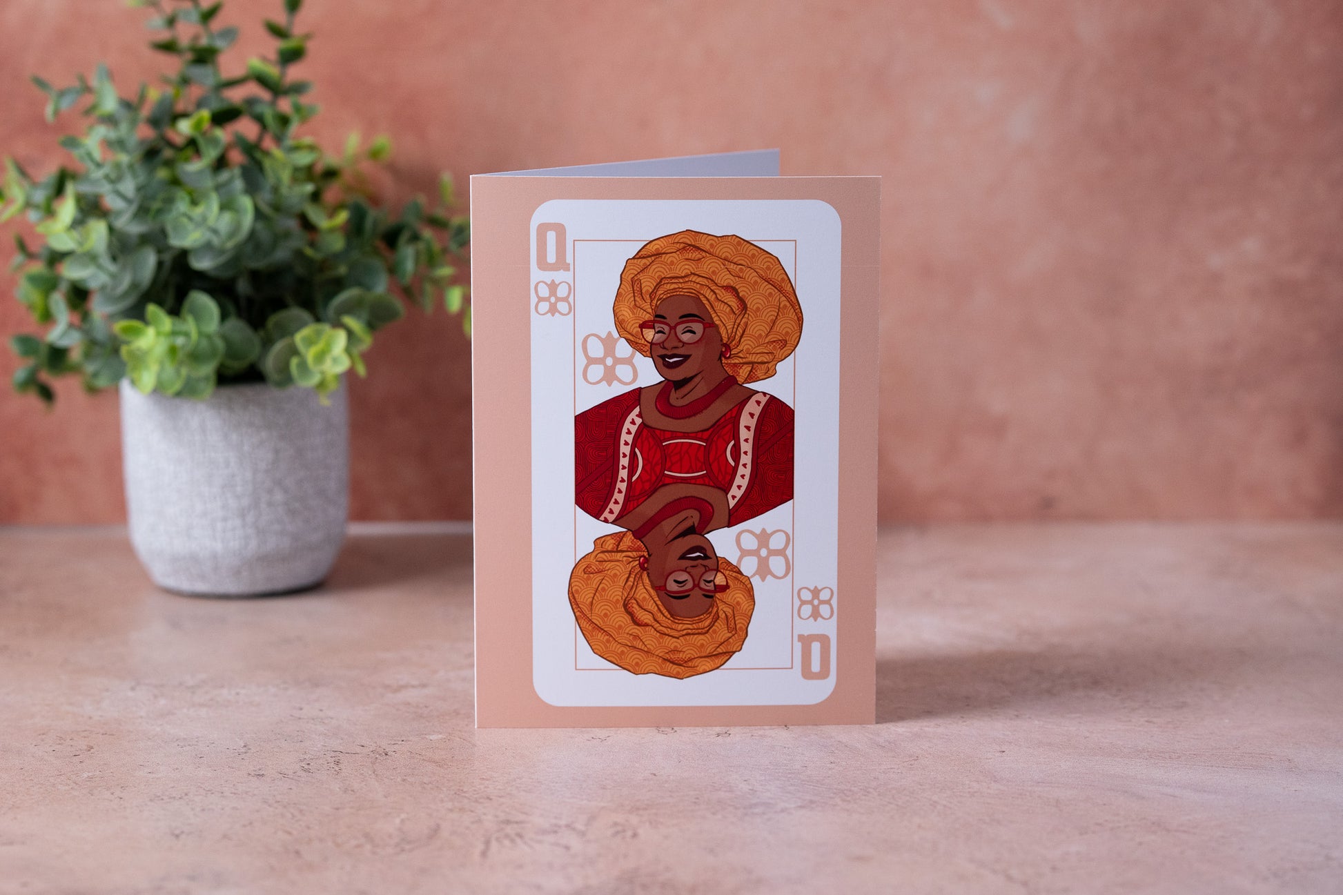 Queen of Moms Greeting Card (Pink) - Pounded Yam Productions