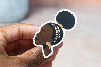 African Renaissance Black Girl Afro Puff Waterproof Vinyl Sticker