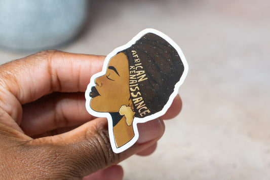 African Renaissance Black Girl Headwrap Waterproof Vinyl Sticker