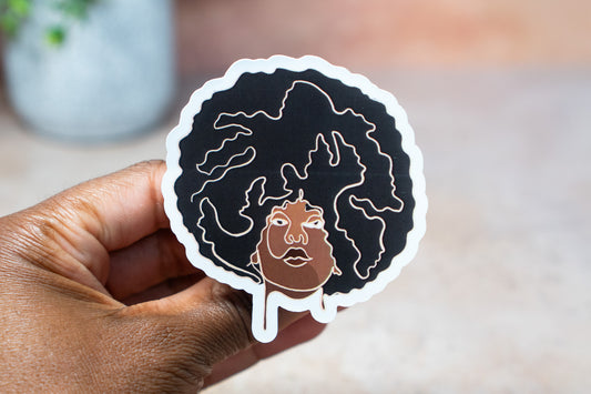 Single Line Black Women Stickers: Afro - Pounded Yam Productions