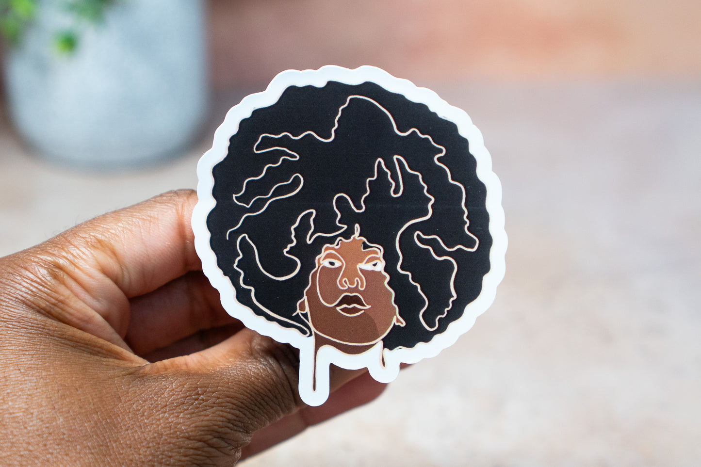 Single Line Black Women Stickers: Afro