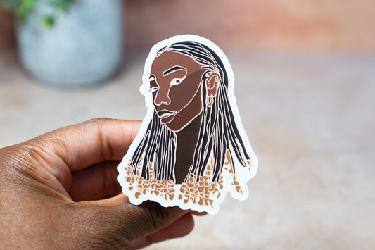 Single Line Black Women Stickers: Beads