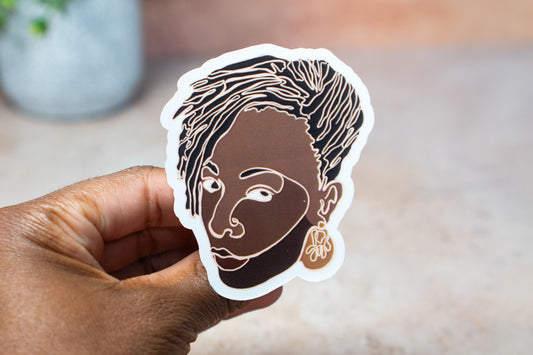Single Line Black Women Stickers: Locs