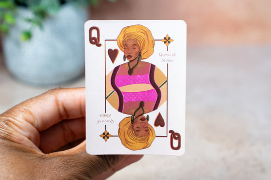 Queen of Moms Playing Card Sticker - Pounded Yam Productions