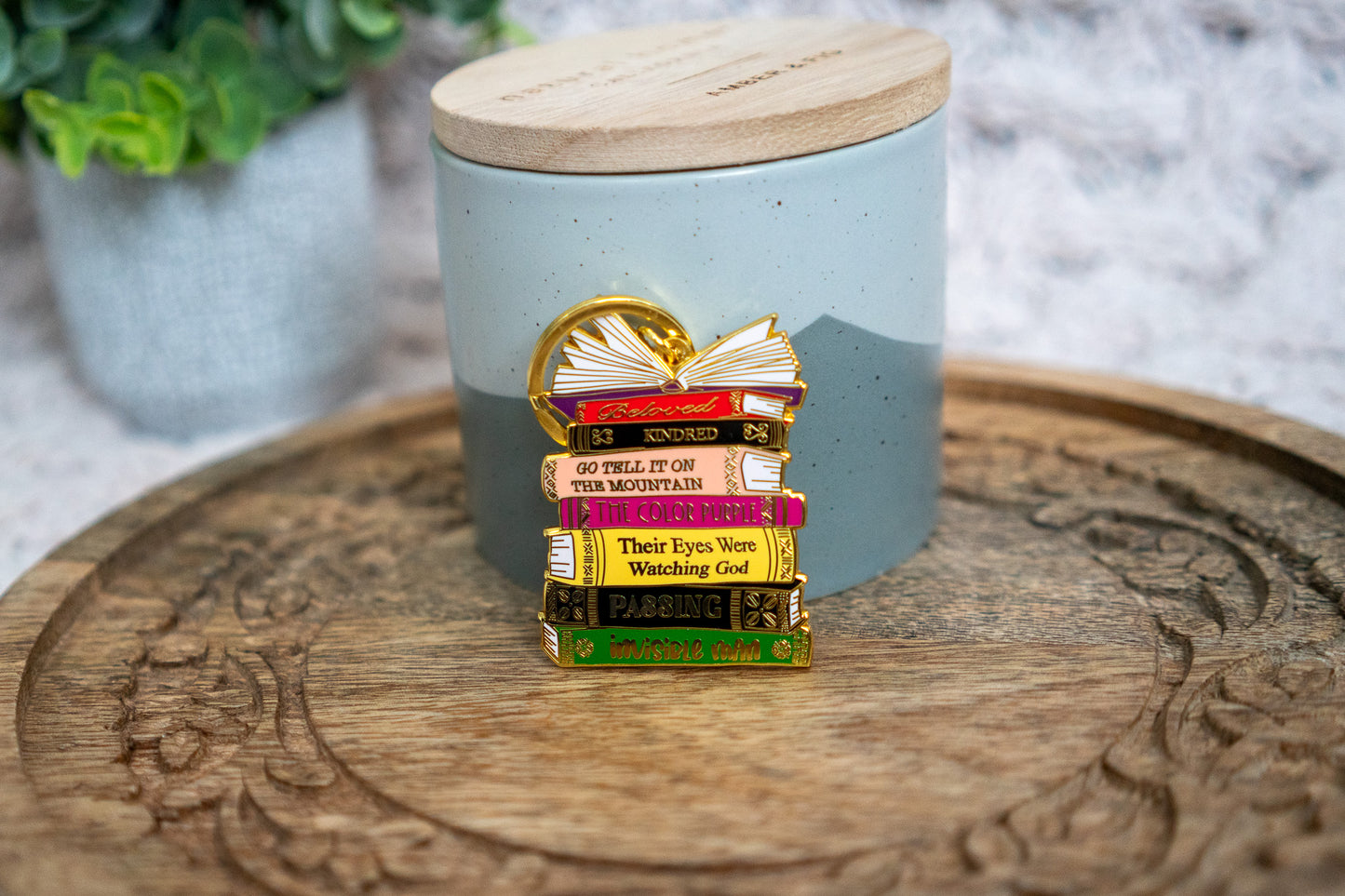 Black Literary Classics Book Stack Keychain