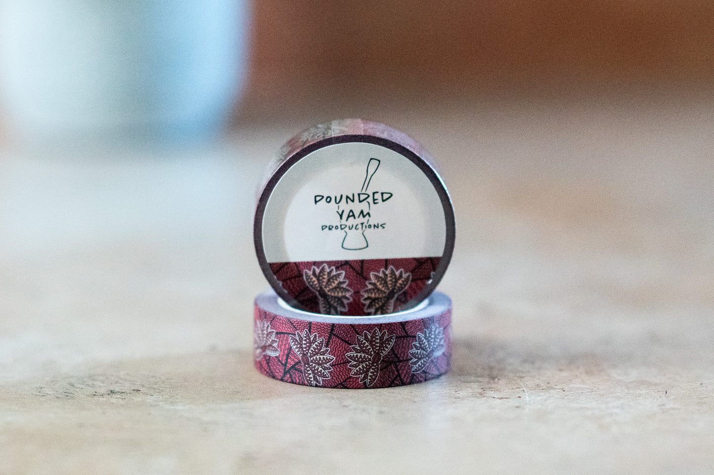 African Print Washi Tape - Red Blossom (Ankara) - Pounded Yam Productions